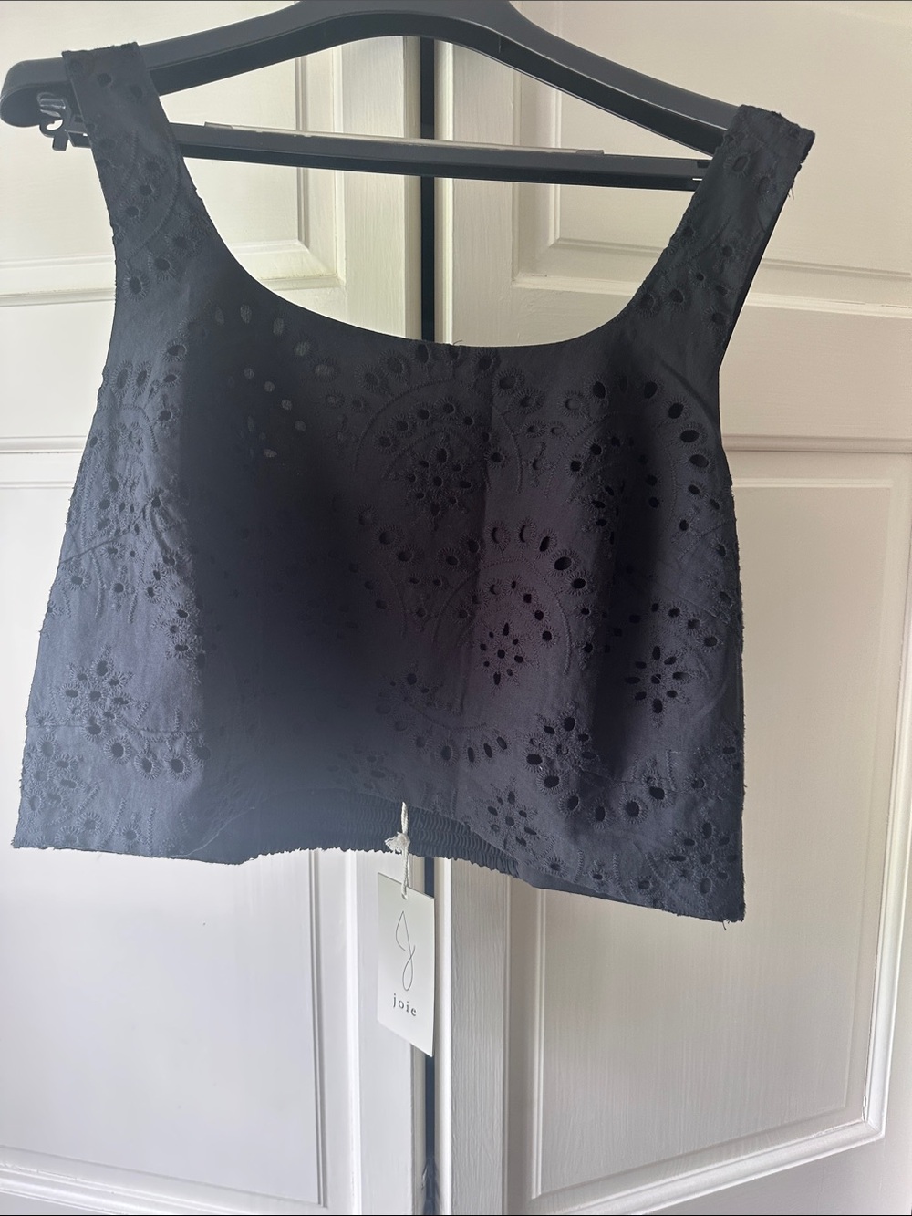 Joie Black Eyelet Cropped Tank